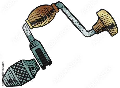 Ratchet drill icon  style watercolor vector illustration