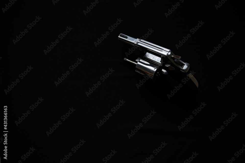 The compact revolver gun, Revolver Pistol on black background. Stock