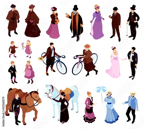 Isometric Victorian People Set