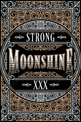 Moonshine - vintage decorative ornate label design