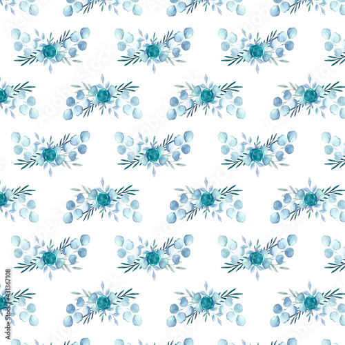 Watercolor floral bouquet seamless pattern