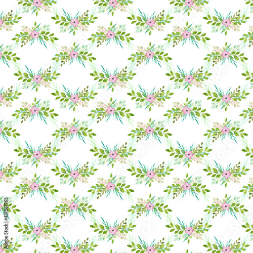 Watercolor floral bouquet seamless pattern