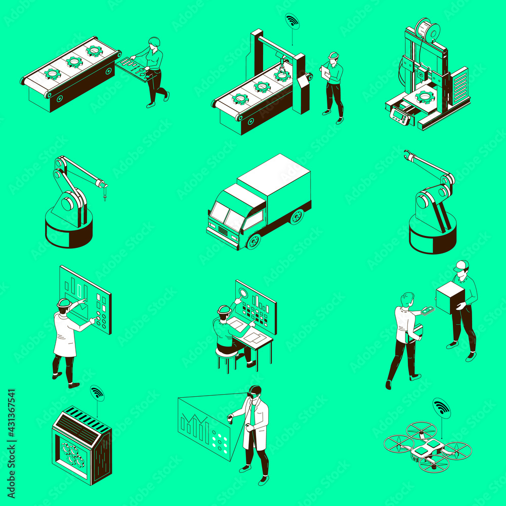 Smart Industry Isometric Set