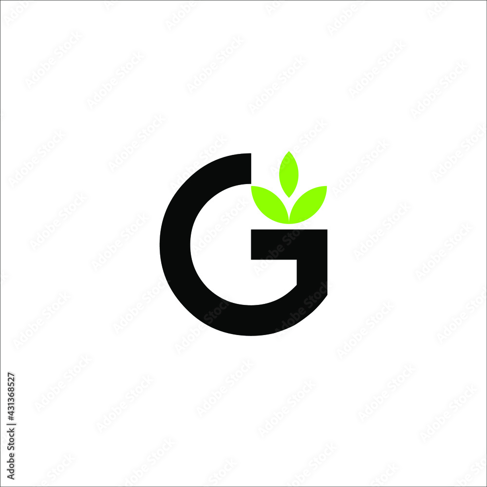 letter G with leaf logo design vector letter G with leaf logo design vector