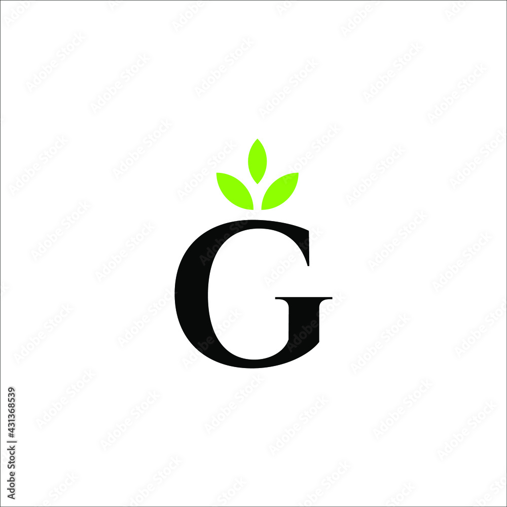 letter G with leaf logo design vector