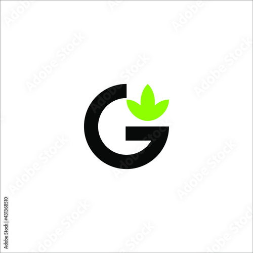 letter G with leaf logo design vector