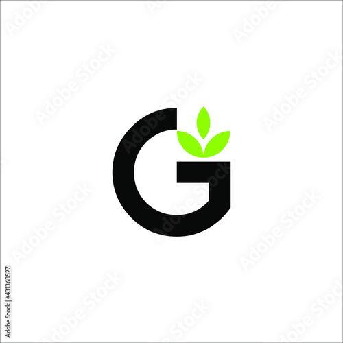 letter G with leaf logo design vector