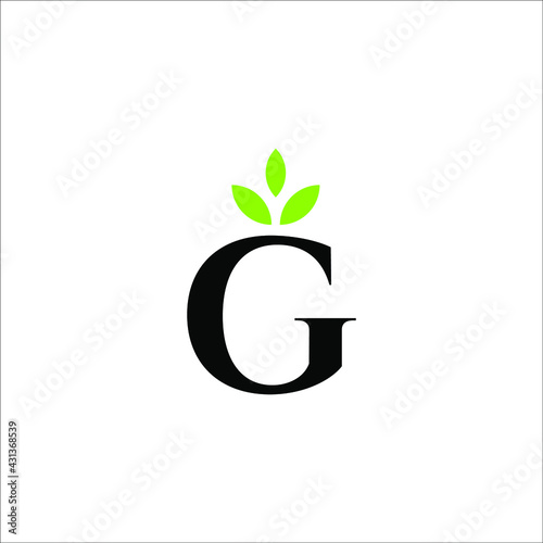 letter G with leaf logo design vector
