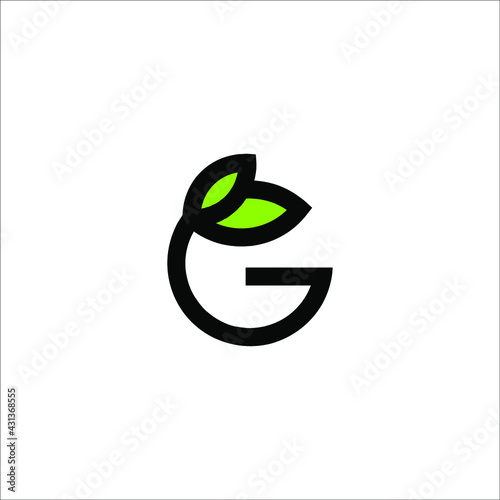 letter G with leaf logo design vector
