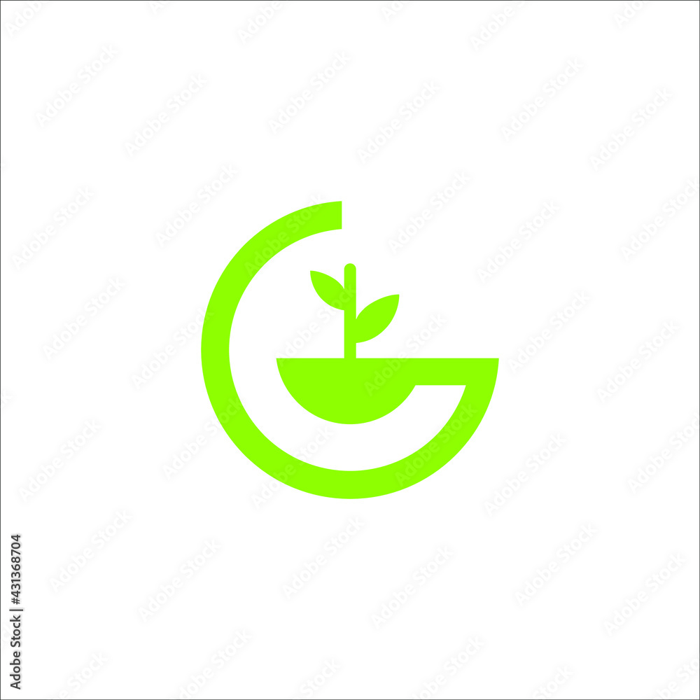 letter G with leaf logo design vector letter G with leaf logo design vector
