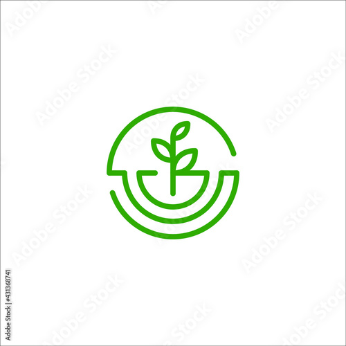 letter G with leaf logo design vector