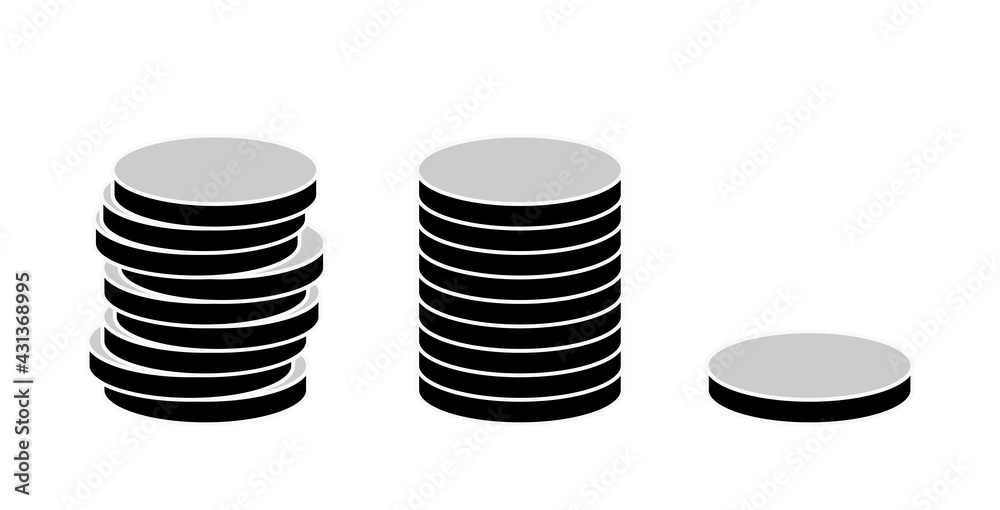 Silver Coin Money or Cryptocurrency Token Icon Set. Vector Image. Silver Coin Money or Cryptocurrency Token Icon Set. Vector Image.