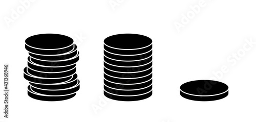 Gold Coin Money or Cryptocurrency Token Icon Set. Vector Image.