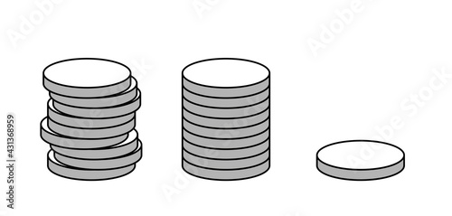 Gold Coin Money or Cryptocurrency Token Icon Set. Vector Image.