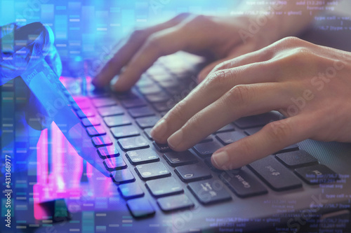 big genomic data in laboratory research, biotechnology, bioinformatics concept