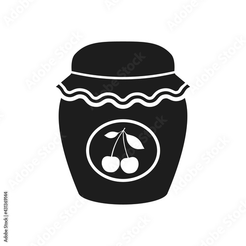 Cherry jam icon. Vector. Flat design.