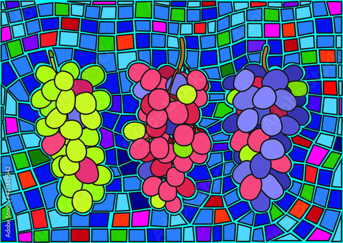 grape fruit colorful design moses stained glass and pattem background illustration vector