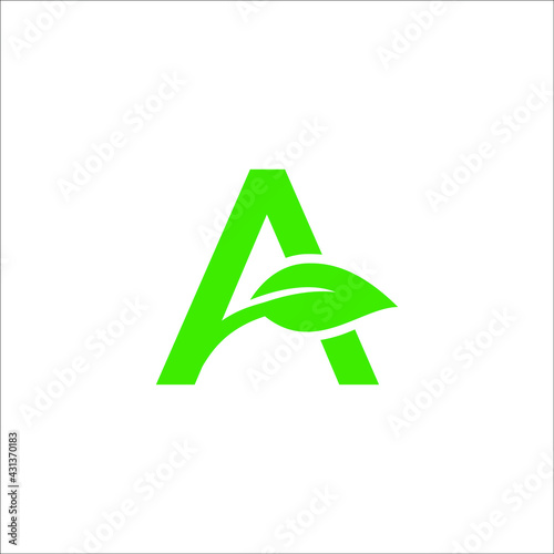 letter A leaf logo design vector