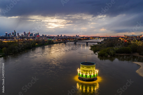 Warsaw drinking water intake during sunset