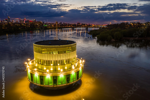 Warsaw drinking water intake during sunset