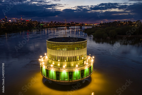 Warsaw drinking water intake during sunset