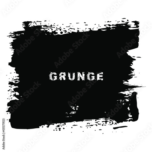 Black painted grunge background. Stain vector texture. Isolated. Vector brush stroke. Splattered dirty design element for grungy effect. Distressed banner