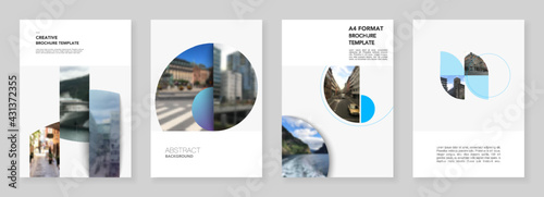 A4 brochure layout of covers design templates for flyer leaflet, A4 brochure, report, magazine cover, book design with abstract circle banners. Social media web banner. Social network photo frame.