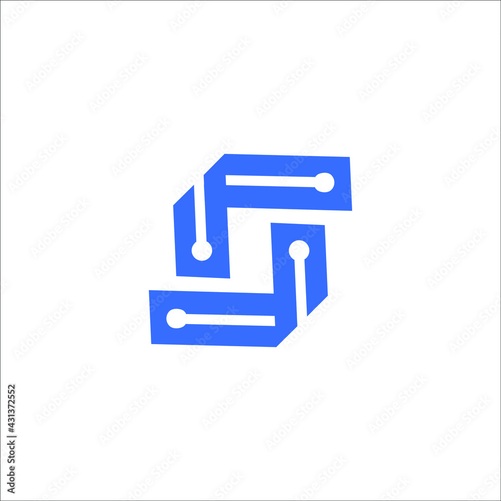 letter S circuit board logo design vector letter S circuit board logo design vector