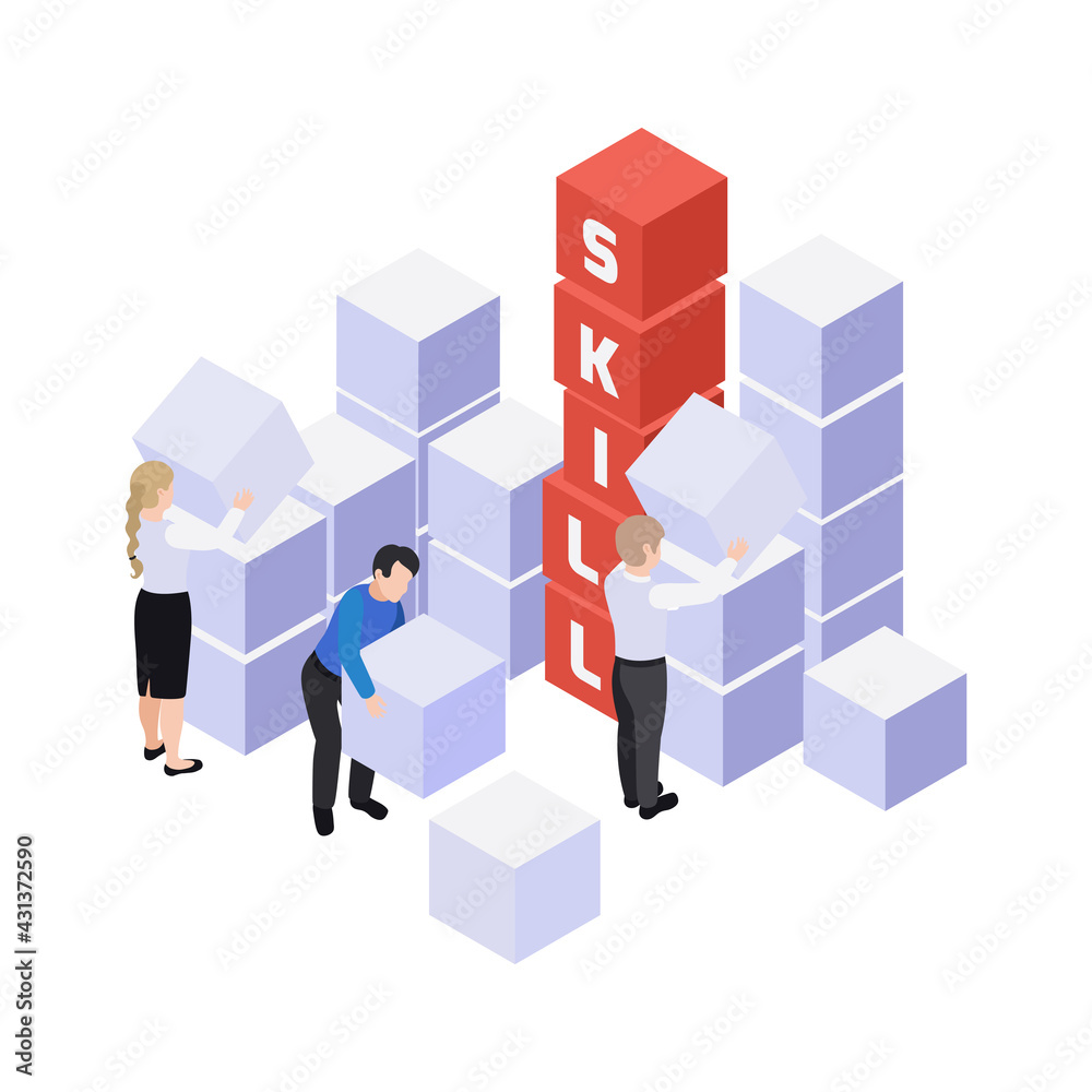 Team Work Isometric Concept Team Work Isometric Concept