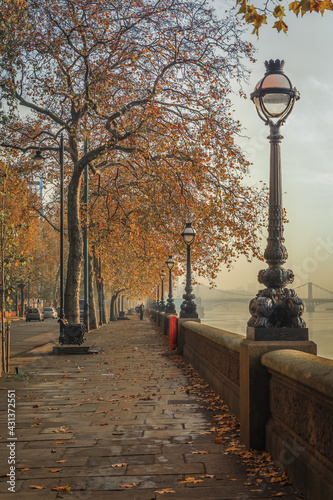 Canvas Print Autumn by the river in Chelsea, London