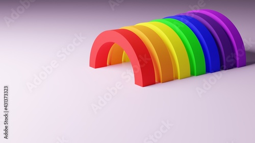 3D illustration of arches with rainbow colors design