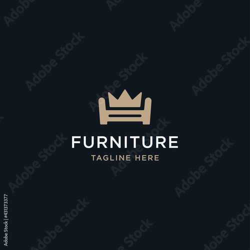 minimalist furniture king logo design template