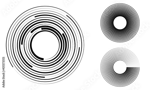 abstract background with lines in circle. halftone design in circles. chaos and order concept.