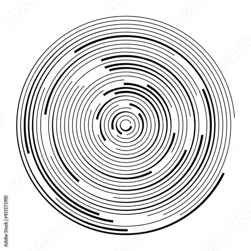 Circle with arrows in circles. Ripple effect waves.