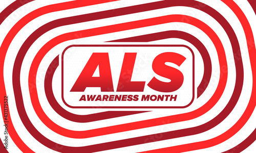 ALS Awareness Month. Amyotrophic lateral sclerosis. Annual campaign is held in May in United States. Control and protection. Prevention campaign. Medical health care concept. Vector illustration