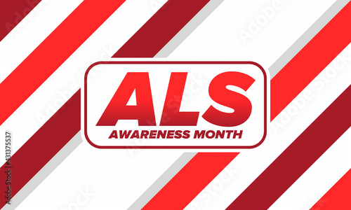 ALS Awareness Month. Amyotrophic lateral sclerosis. Annual campaign is held in May in United States. Control and protection. Prevention campaign. Medical health care concept. Vector illustration