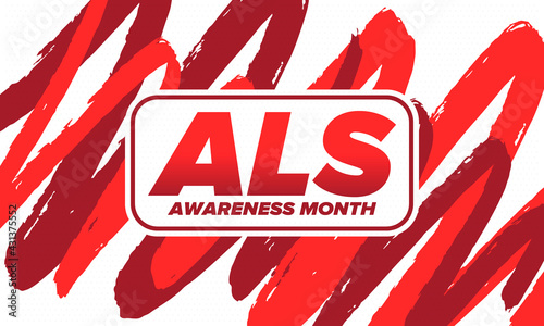 ALS Awareness Month. Amyotrophic lateral sclerosis. Annual campaign is held in May in United States. Control and protection. Prevention campaign. Medical health care concept. Vector illustration