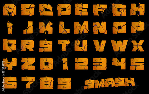 Smash broken alphabet 3D illustration - 3D illustration