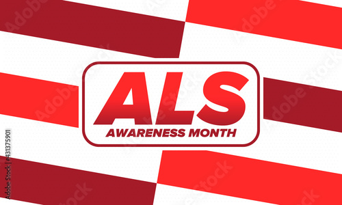 ALS Awareness Month. Amyotrophic lateral sclerosis. Annual campaign is held in May in United States. Control and protection. Prevention campaign. Medical health care concept. Vector illustration