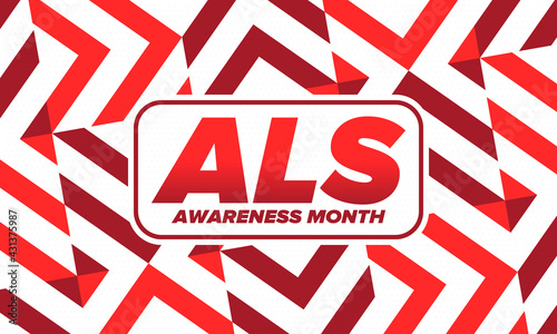 ALS Awareness Month. Amyotrophic lateral sclerosis. Annual campaign is held in May in United States. Control and protection. Prevention campaign. Medical health care concept. Vector illustration