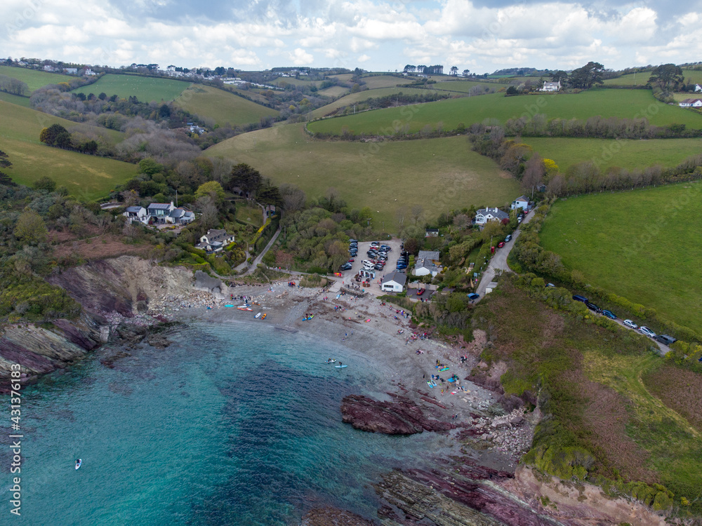 Talland bay cornwall england uk aerial drone from above 