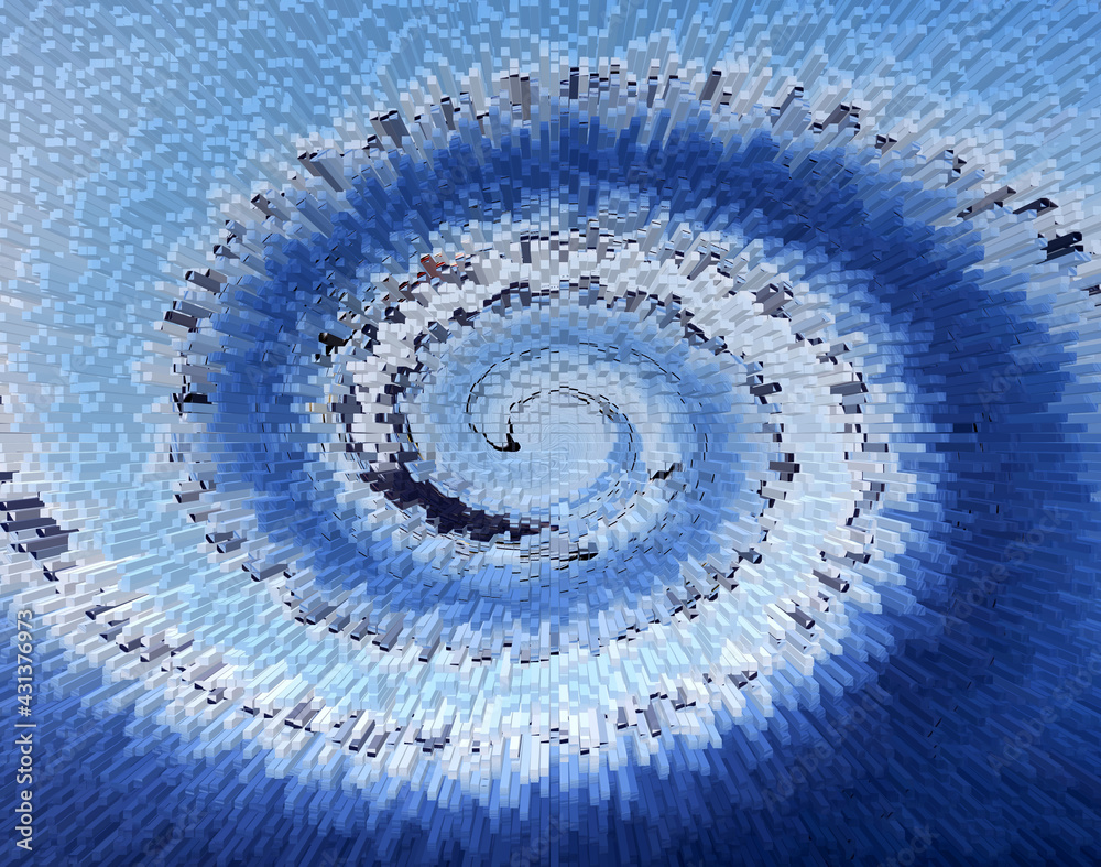 Indigo spiral 3D extruded cubes and squares motion blur abstract textured background. Indigo spiral 3D extruded cubes and squares motion blur abstract textured background.