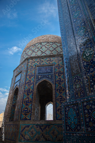 mosque country, Historical necropolis and mausoleums of Shakhi Zinda, Samarkand, Uzbekistan.
