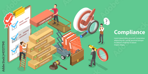 3D Isometric Flat Vector Conceptual Illustration of Policies and Regulations