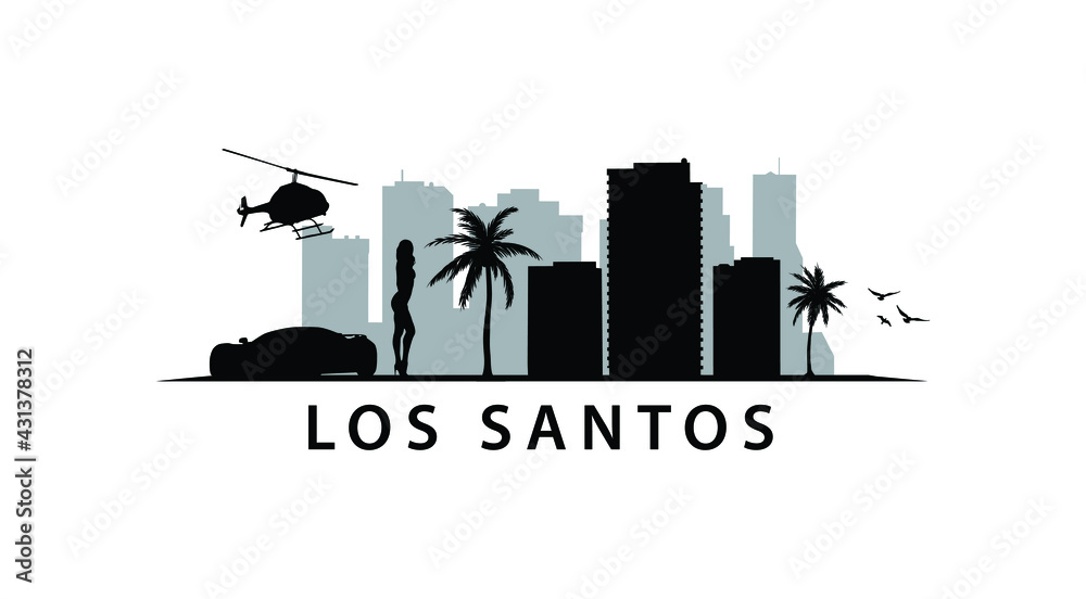 Los Santos City Skyline USA America Landscape Stock Vector Image