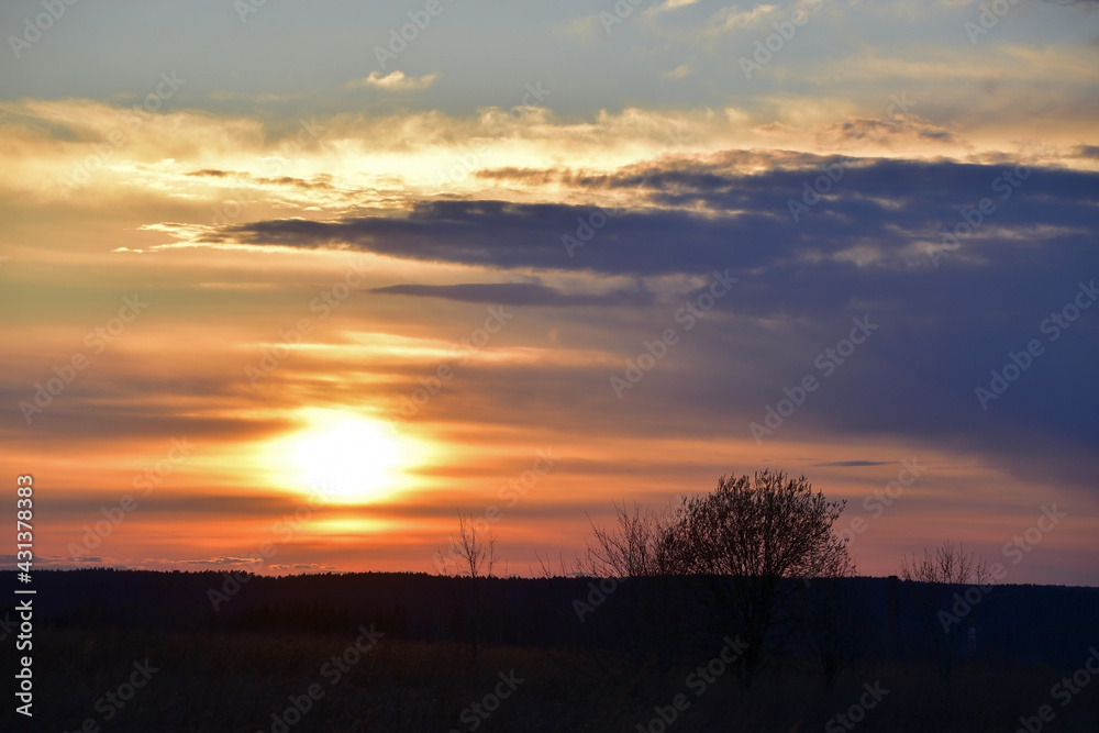 Spring sunset in the Urals