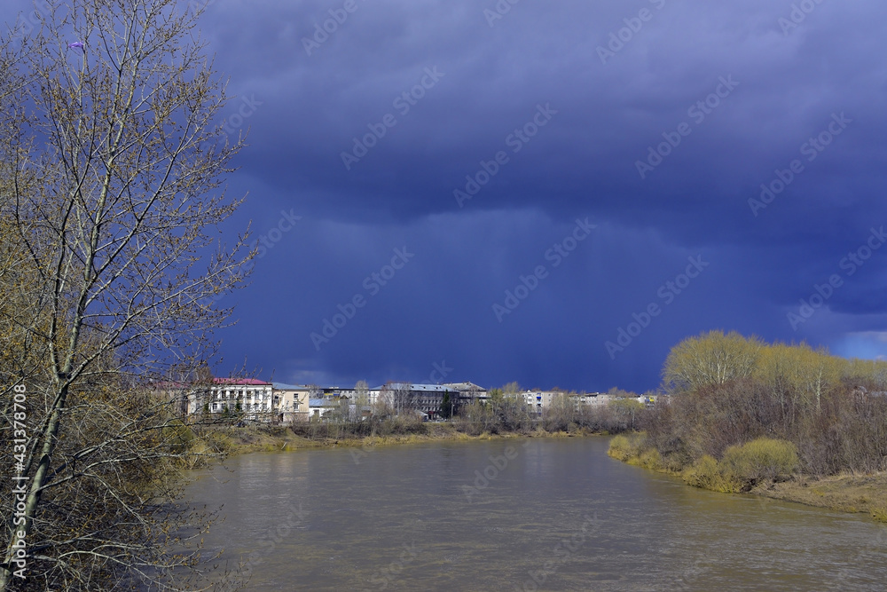 Spring bad weather over the city of Kungur, Perm Territory