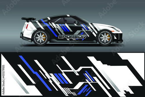 Decal Car Wrap Design Vector. Graphic Abstract Stripe Racing Background For Vehicle, Race car, Rally, Drift . Ready Print File