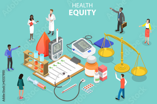 3D Isometric Flat Vector Conceptual Illustration of Health Equity