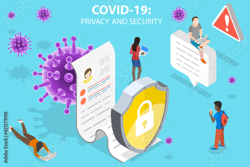 3D Isometric Vector Conceptual Illustration of COVID-19: Privacy and security photo
